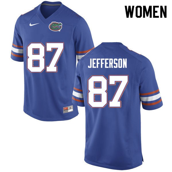 Women #87 Van Jefferson Florida Gators College Football Jersey Blue